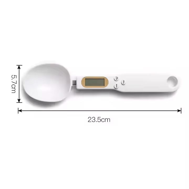 Cantar Digital Pentru Ingrediente SIKS® In Forma De Lingura, Functie Tara, Functie Hold, Afisaj Digital, Precizie 0.1, Maxim 500 gr, Alb