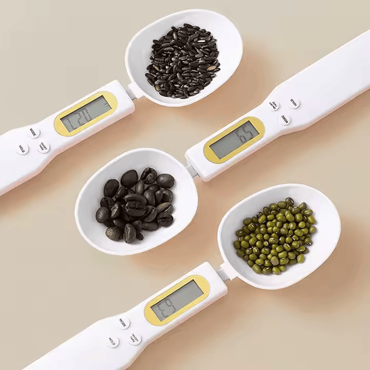 Cantar Digital Pentru Ingrediente SIKS® In Forma De Lingura, Functie Tara, Functie Hold, Afisaj Digital, Precizie 0.1, Maxim 500 gr, Alb