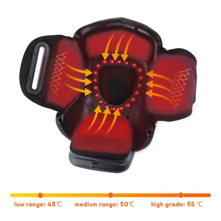Instrument de masaj pentru genunchi, incalzire cu infrarosu, ABS, Presiune/Vibratii, 20.5 x 15.5 x 17.5 cm, 5 W, 2600 mAh, Alb/Negru