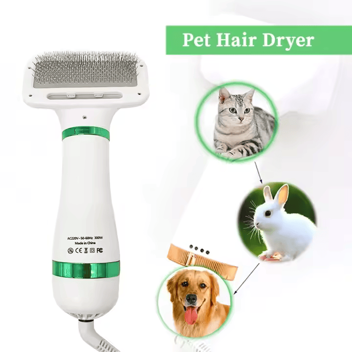 Perie Cu Uscator Pentru Animale, Eliandeco ®, Indeparteaza Parul Incurcat, 3 Viteze De Uscare, Foarte Silentios, Alb