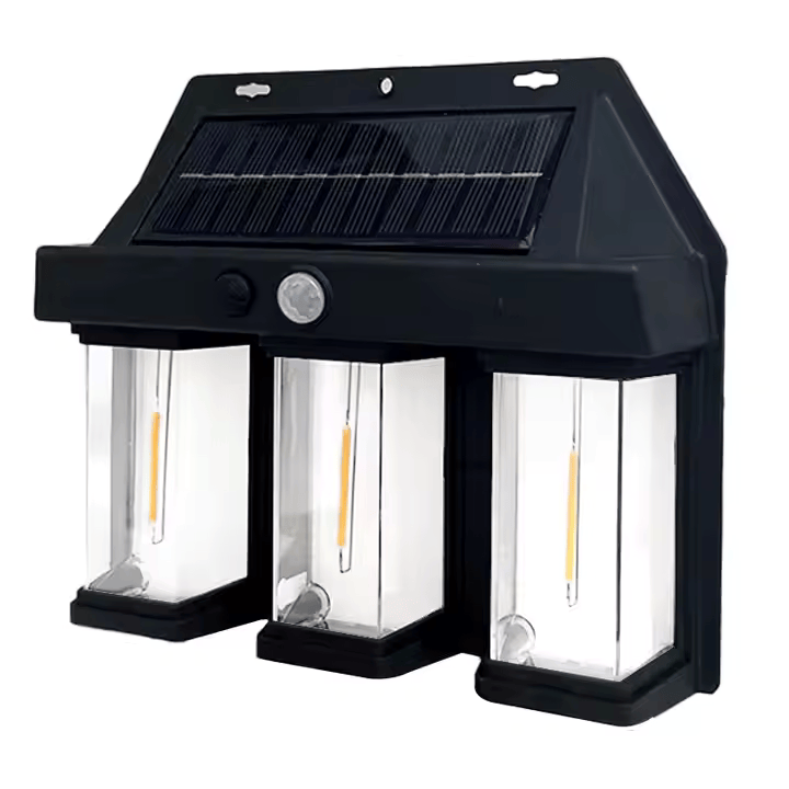 Lampa solara de perete tripla CB 228 tip felinar, decorativ, de perete