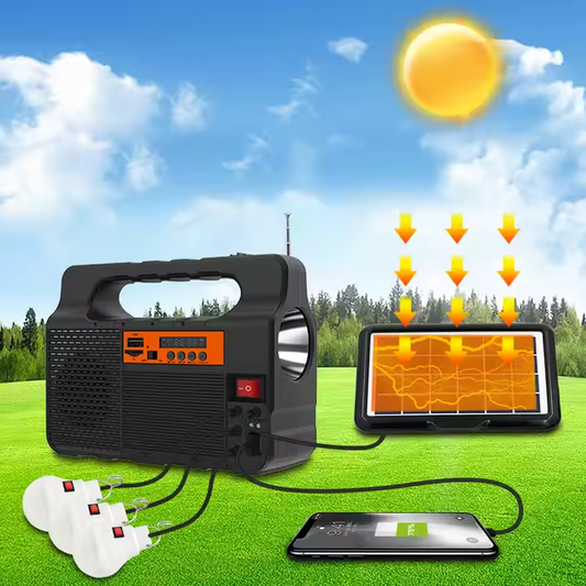 Sistem iluminare EP0138 3 becuri lanterna BT radio 24W
