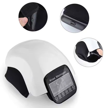 Instrument de masaj pentru genunchi, incalzire cu infrarosu, ABS, Presiune/Vibratii, 20.5 x 15.5 x 17.5 cm, 5 W, 2600 mAh, Alb/Negru