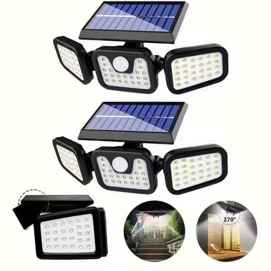 Lumină solară super luminoasă cu 122 LED-uri Senzor de mișcare cu 3 capete 