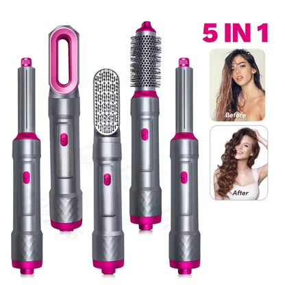 Uscator de par multifunctional, Model 5 in 1, Roz/Gri