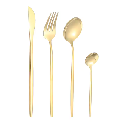 Set 24 tacamuri moderne, Inox, Rezistent la caldura/rugina, Auriu